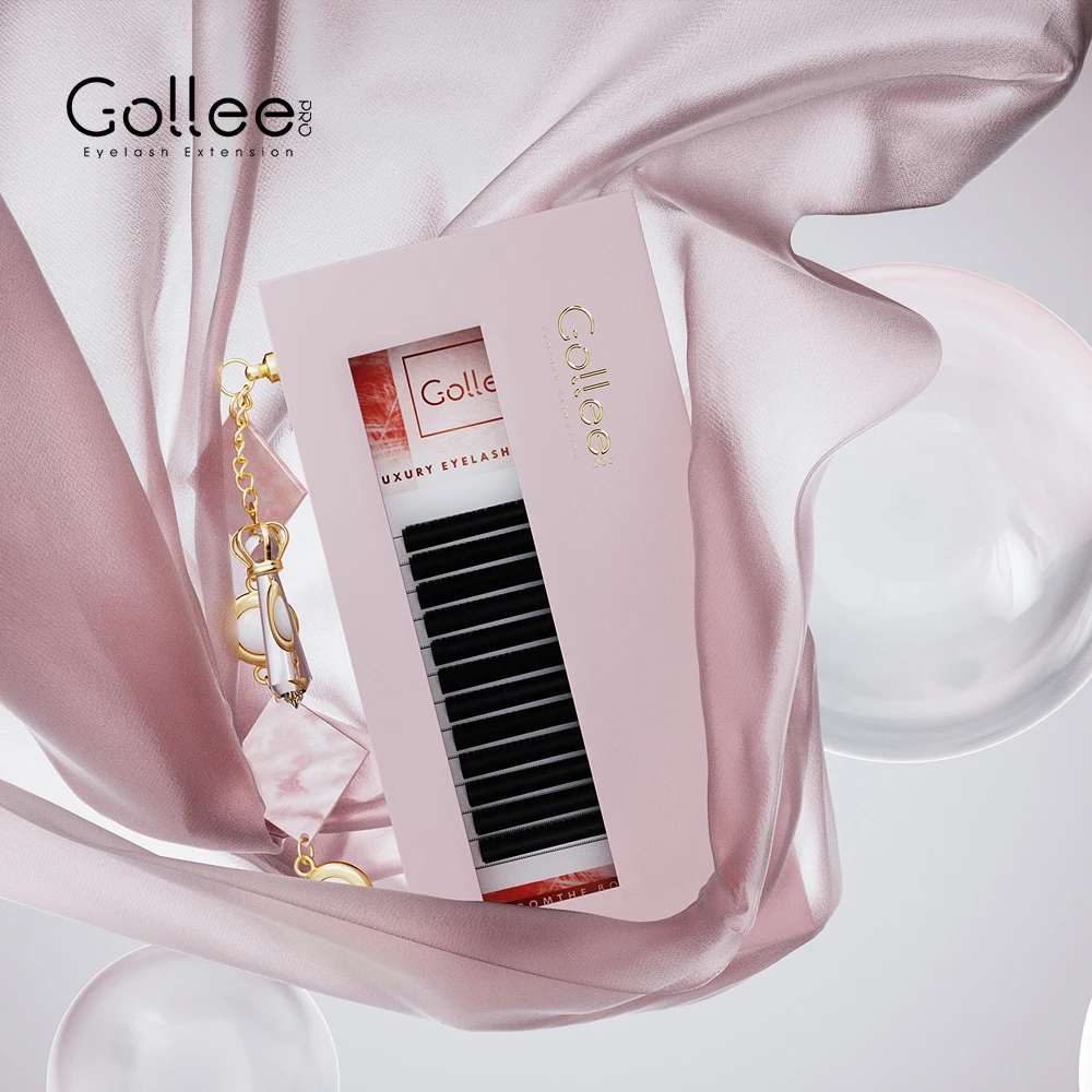 Gollee корейские Профессиональные ручные оптовые поставки частная марка шелк кашемир норка 0 03 объем Индивидуальные ресницы для наращивания