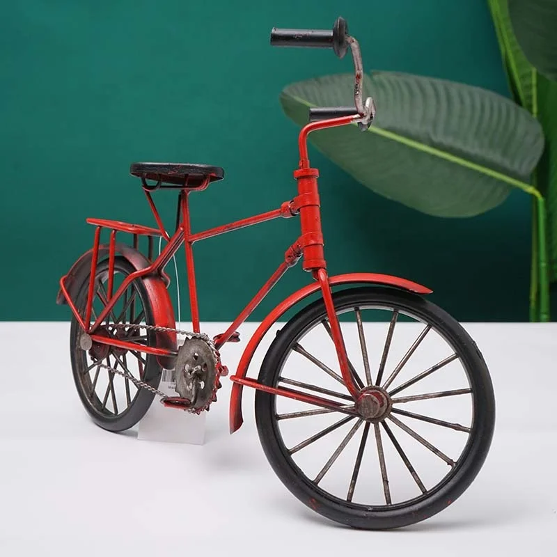 Vintage Metal Crafts For Bar Decor Handmade Red Yellow Retro Bike Model Arts And Crafts Home Decoration Antique