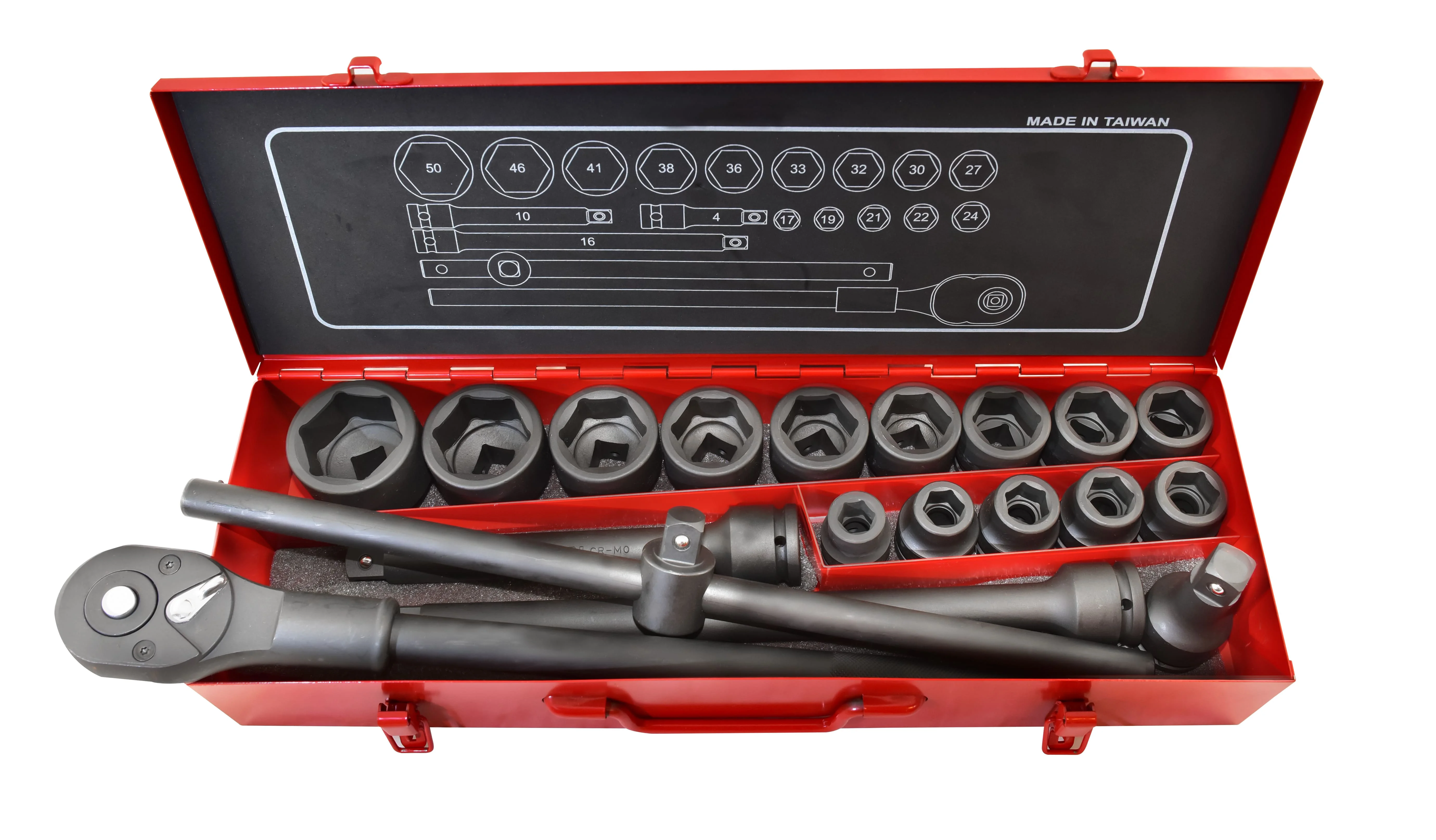 Premium Factory Custom impact heavy duty socket wrench set 3/4 deep car repair tool from Taiwan
