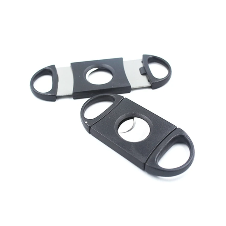 Stock Cigar Accessories Plastic Stainless Steel Double Blade Custom logo Cutter