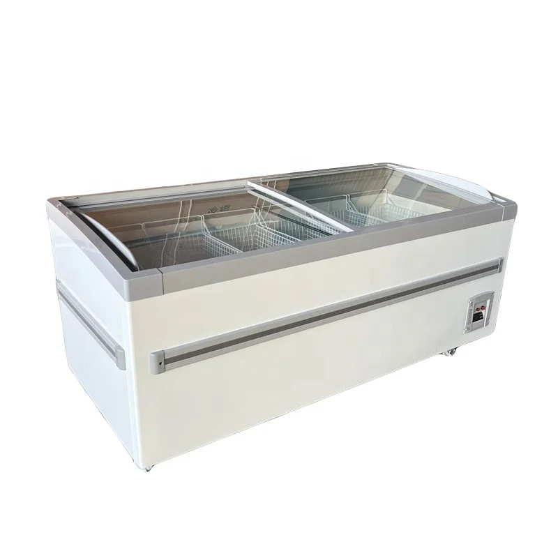 588L  Glass Door Deep Seafood Display Frozen Showcase Island Freezer For supermarket SD-588Y