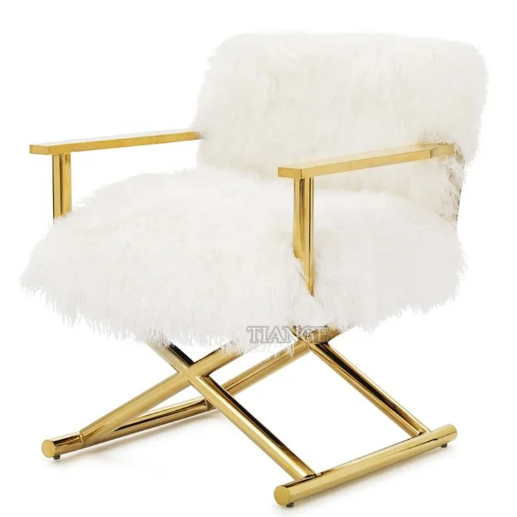 Scandinavian Style Mitchell Gold Metal Bob Williams Directoire Tibetan Fur Chair