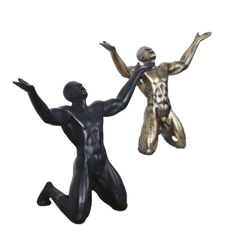 Resin Man Carving Desktop Decoration Ornamental Sculpture Muscular Male Nude Statue
