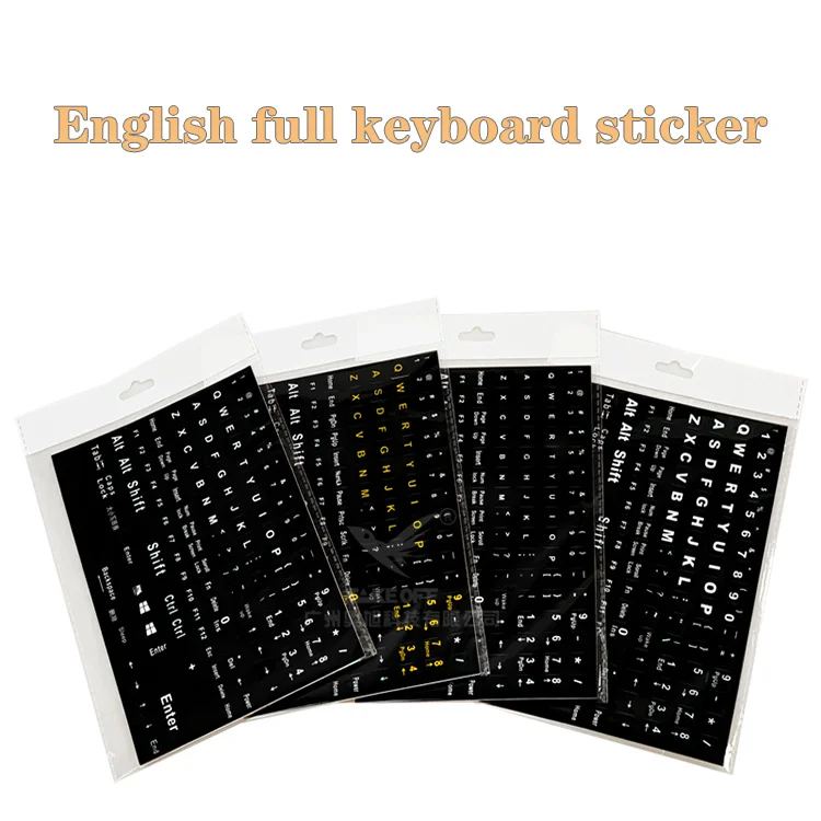Заказная Оптовая ПВХ прозрачная глянцевая износостойкая Полная клавиатура английская Клавиатура Наклейка