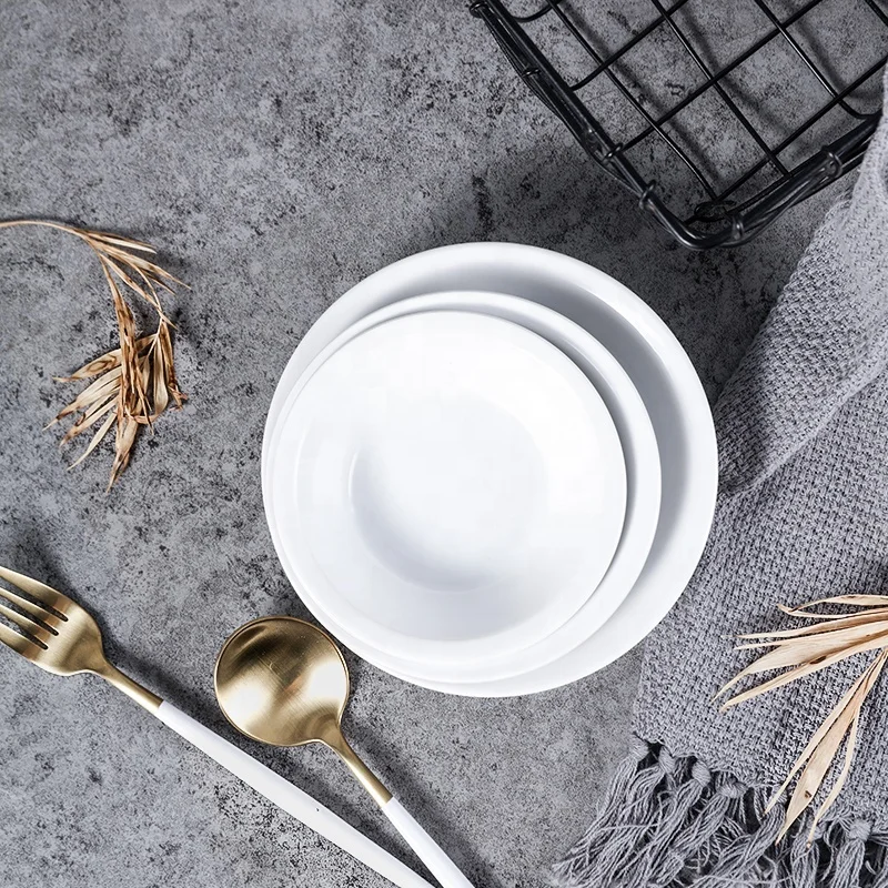 Custom Ceramic Bowls With Logo Restaurant 4.75/5.5/6.25 Inch Round short bowls dinner rice soup ceramic bowls