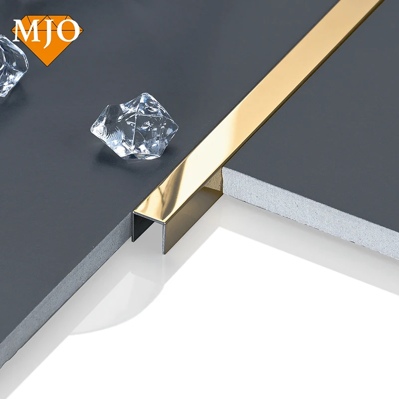 Foshan Factory MJO Decorative Profiles U Shape Stainless Steel Tile Trim For Wall Floor Furniture Decoration Metal Tile Trim
