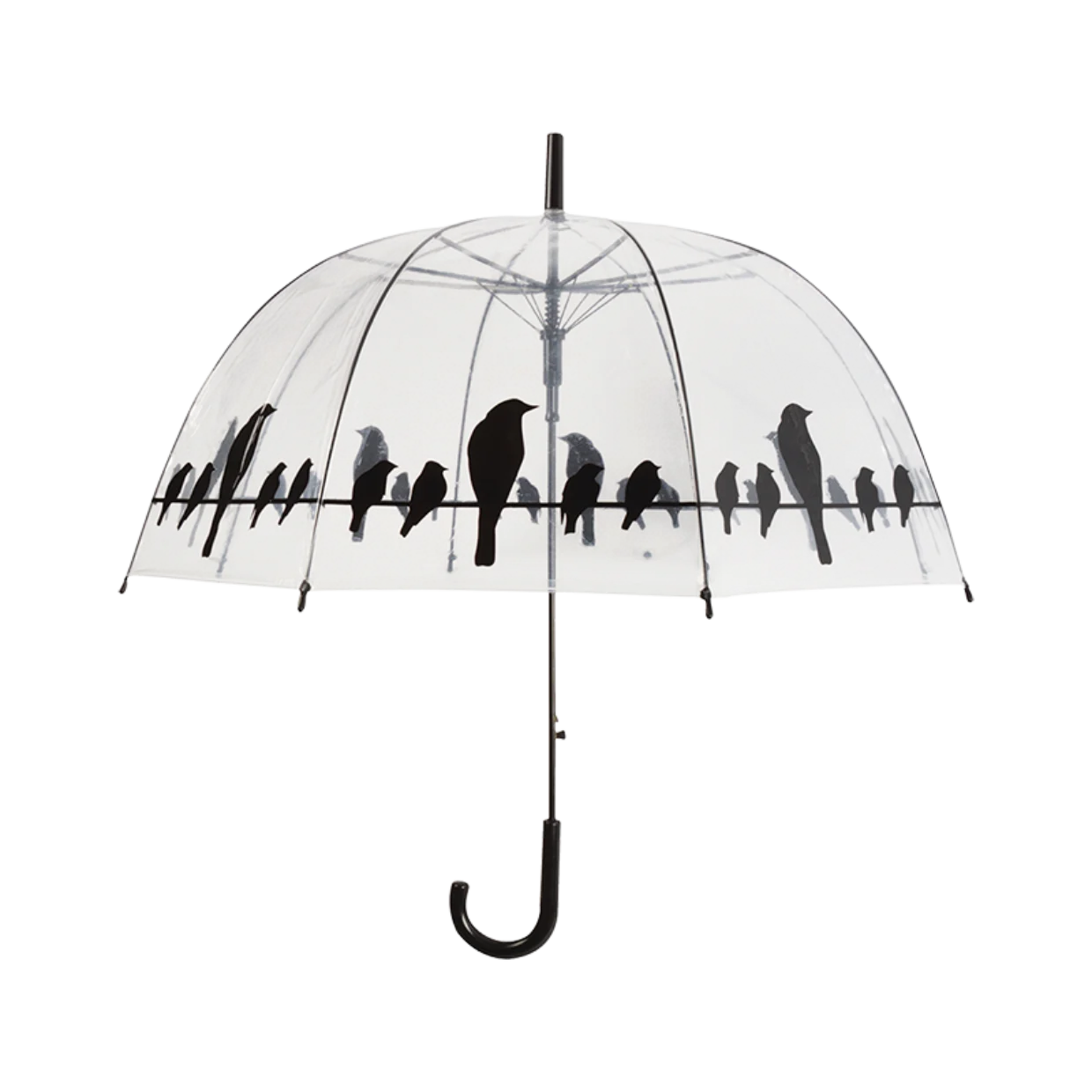 Esschert Design 8K 23 inch transparent birds on wire Straight Umbrella