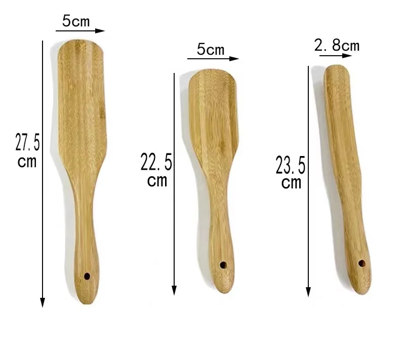 Diyue Home Kitchen Cooking Utensils Tool Eco Friendly Camping Spatula Set of 5 Spatulas Organic Bamboo Wood Spatula