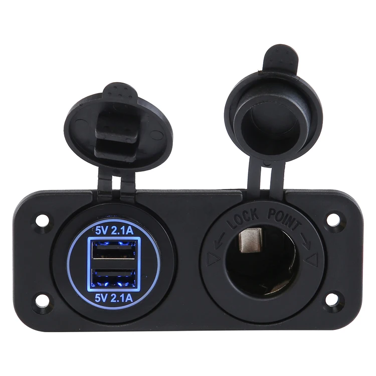 12v Dual USB Car Cigarette Lighter Socket Splitter 12v Charger Power Adapter Outlet Accessories Panel for Car Motorcycles Boat