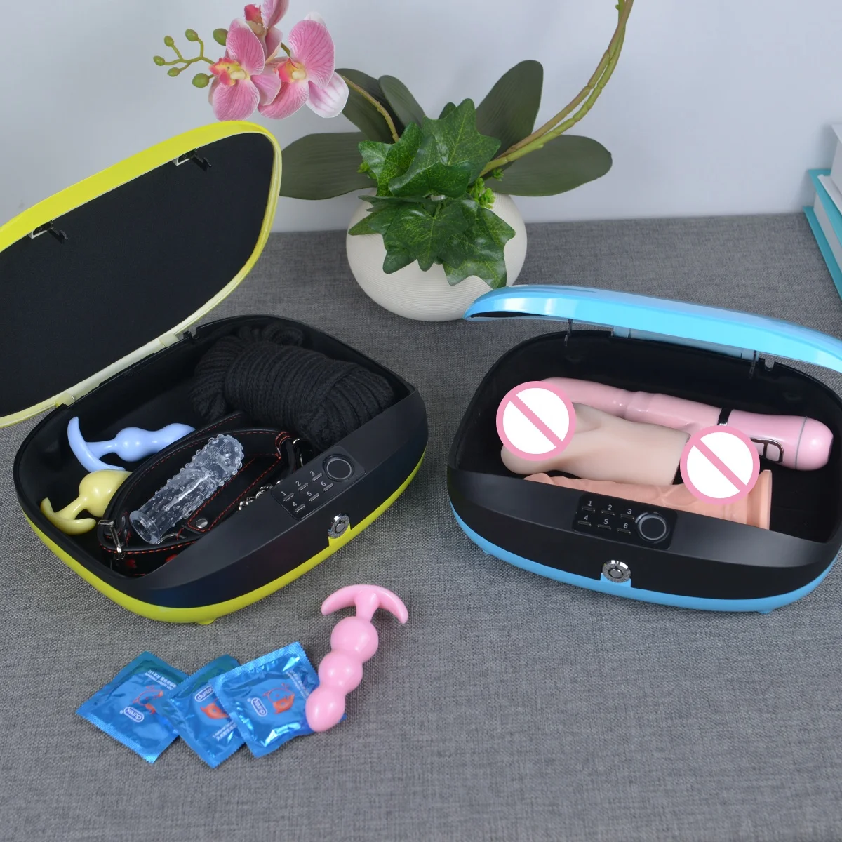 Hot sale couple games BDSM vibrators adult toys storage box Biometric Storage box for couples sex toys