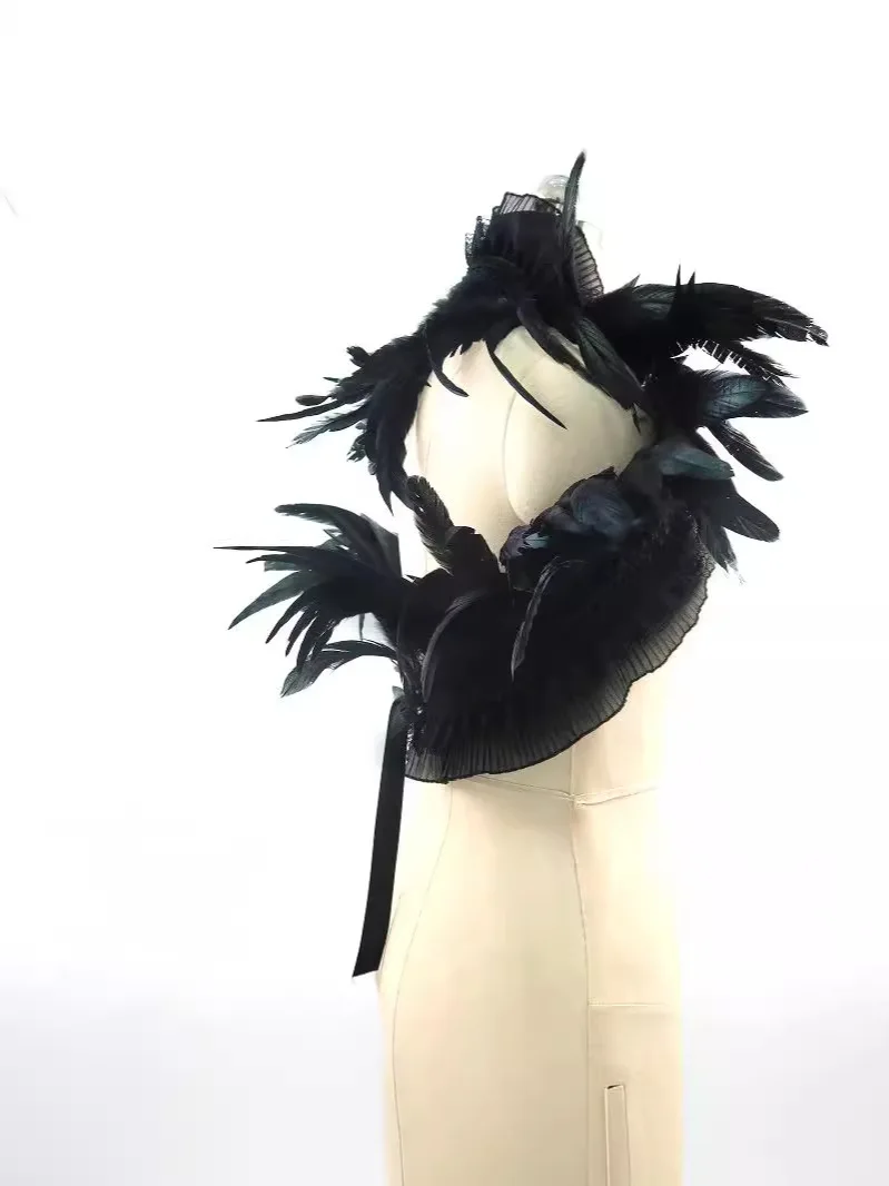 zesi Gothic style lace patchwork shawl strap party nightclub masquerade ball model catwalk shoulder wear