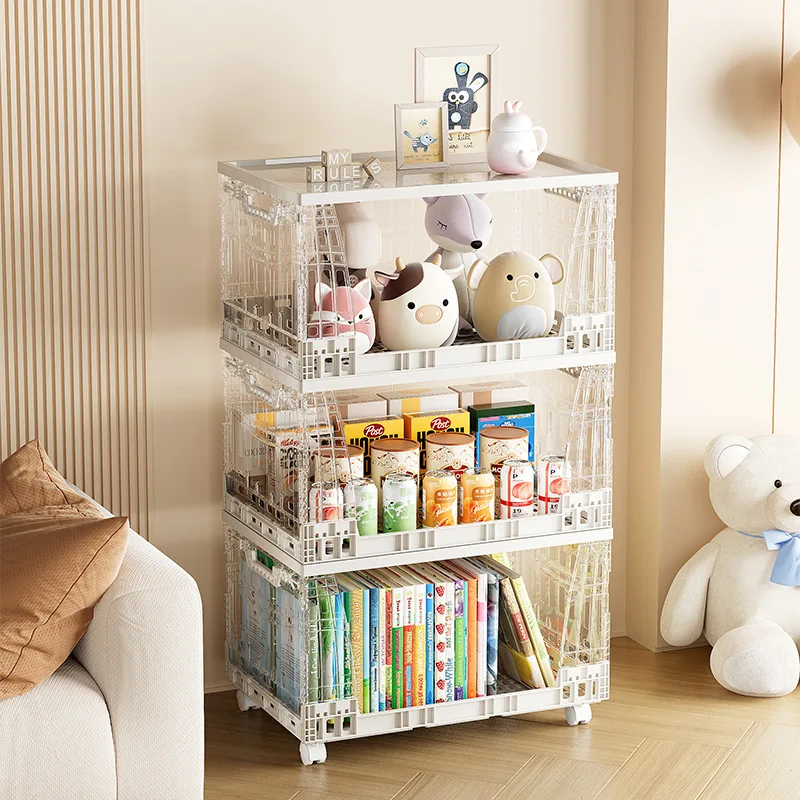 Modern Square Plastic Student Storage Box Puley Home Organizing Foldable Clothes Book Tea Cosmetics Sorting Basket Multilayer