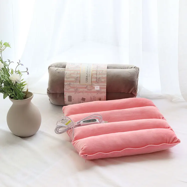 Car set seat massage cushions usb electric heated four in one pillow seat cushions and air lying pillow home office and car mat