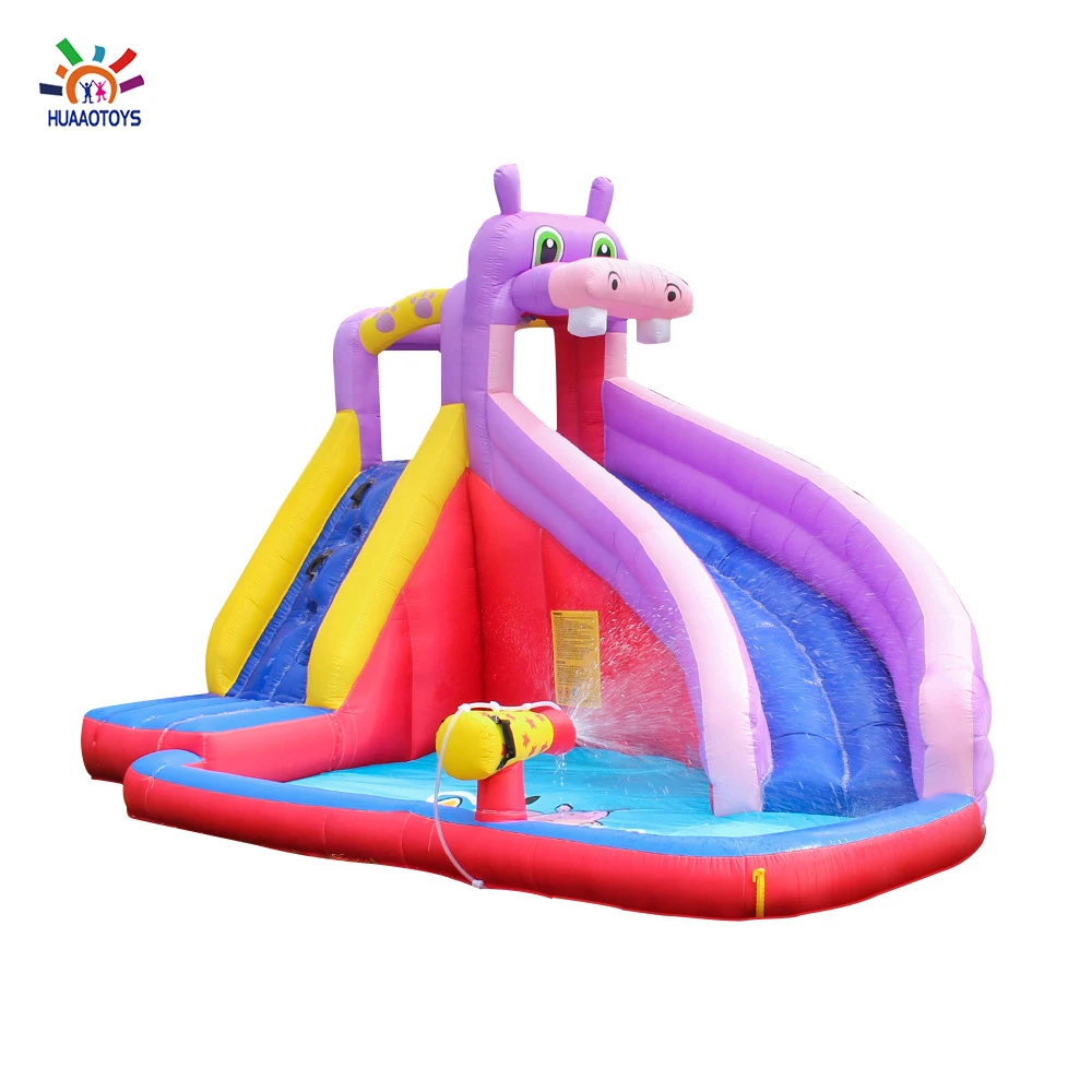 
 Для домашнего использования, дешевый детский Бегемот, надувная водная горка с бассейном, для продажи, Китай  