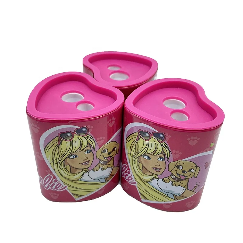 Factory Wholesale Cartoon Stationery Ses High Quality Sharpener Manual Heart Shape Tin Pencil Sharpener For School Student