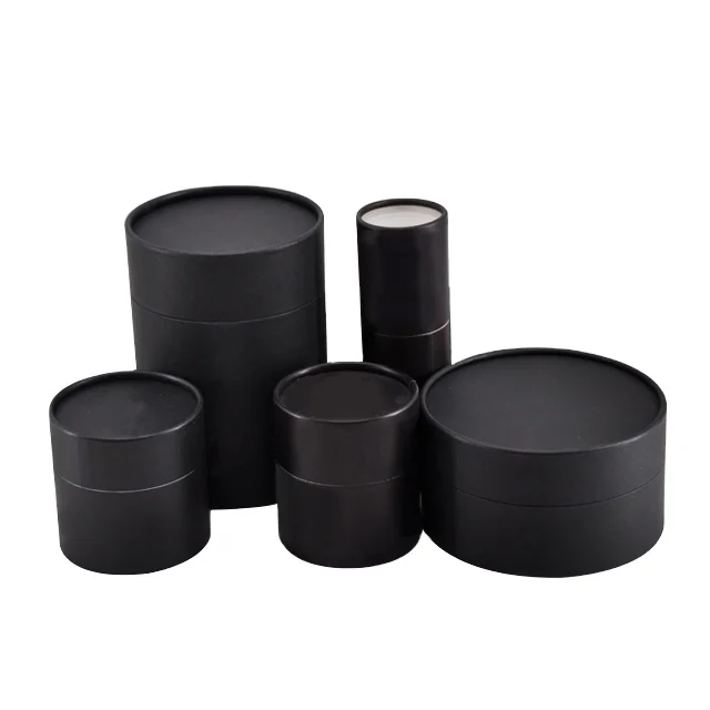 Custom Luxury Gold Stamping Empty Big Size Black Round Hard Paper Custom Cylinder Paper Tube With Pillow
