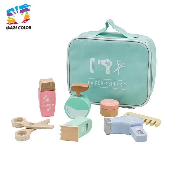 Role-play beauty play set wooden hairdressing dressing toy for kids W10D295