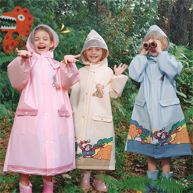 New Fashion Outdoor Waterproof EVA Children Hiking Camping Cartoon Printing Raincoat for Kids