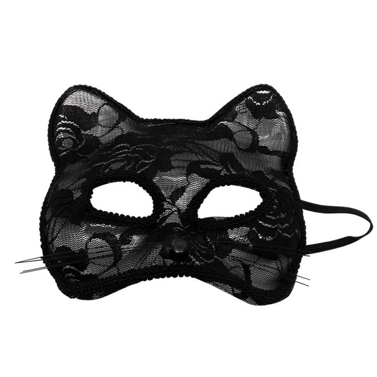 Hot sale black face cat mask for party halloween carnival mask for women