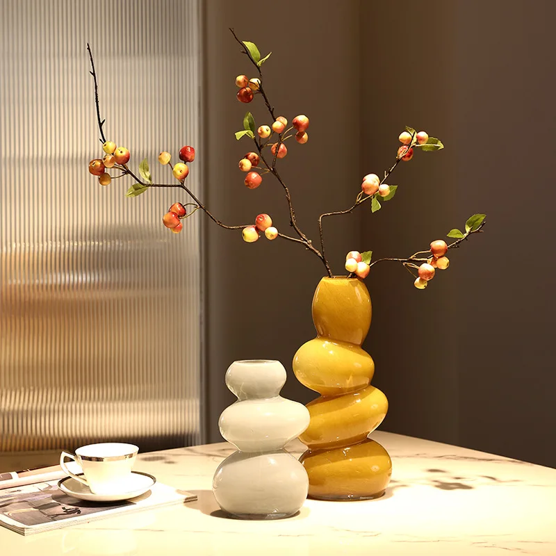 Glass Vase Wholesale Nordic Simple Living Room Wedding Party Home Decoration Colorful special-shaped Glass Flower Vase