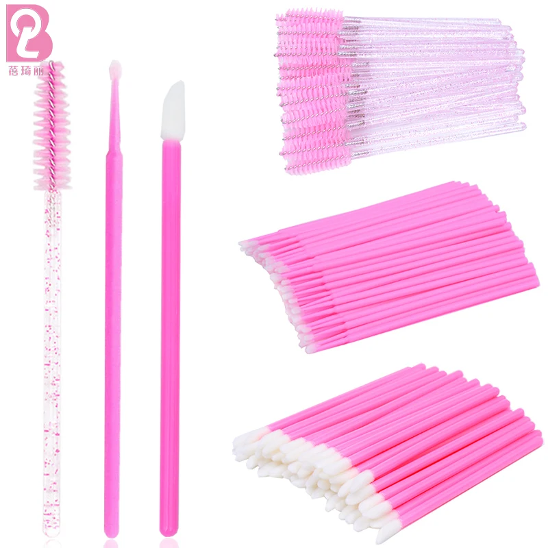 Beiqili 50pcs/bag Disposable Lip Brush,Flocking Lip Gloss Applicators for Lipstick Wands Makeup Tools Pintalabios Maquillaje