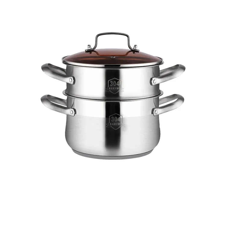 
304 Food Grade Stainless Steel Steamer And Cooker Cooking Pots 2 Layer Food Steamer Pot 