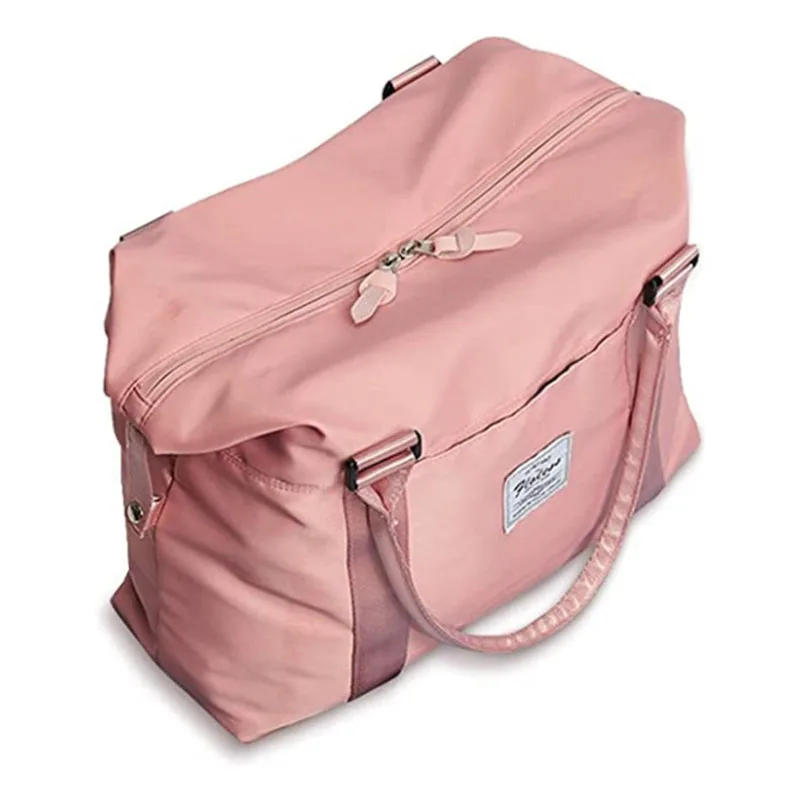 Customized Logo Weekender Luggage Duffel Travel Gym Sport Overnight Bag With Carry Handle Hanging Pink Eco Friendly Tote Bags
