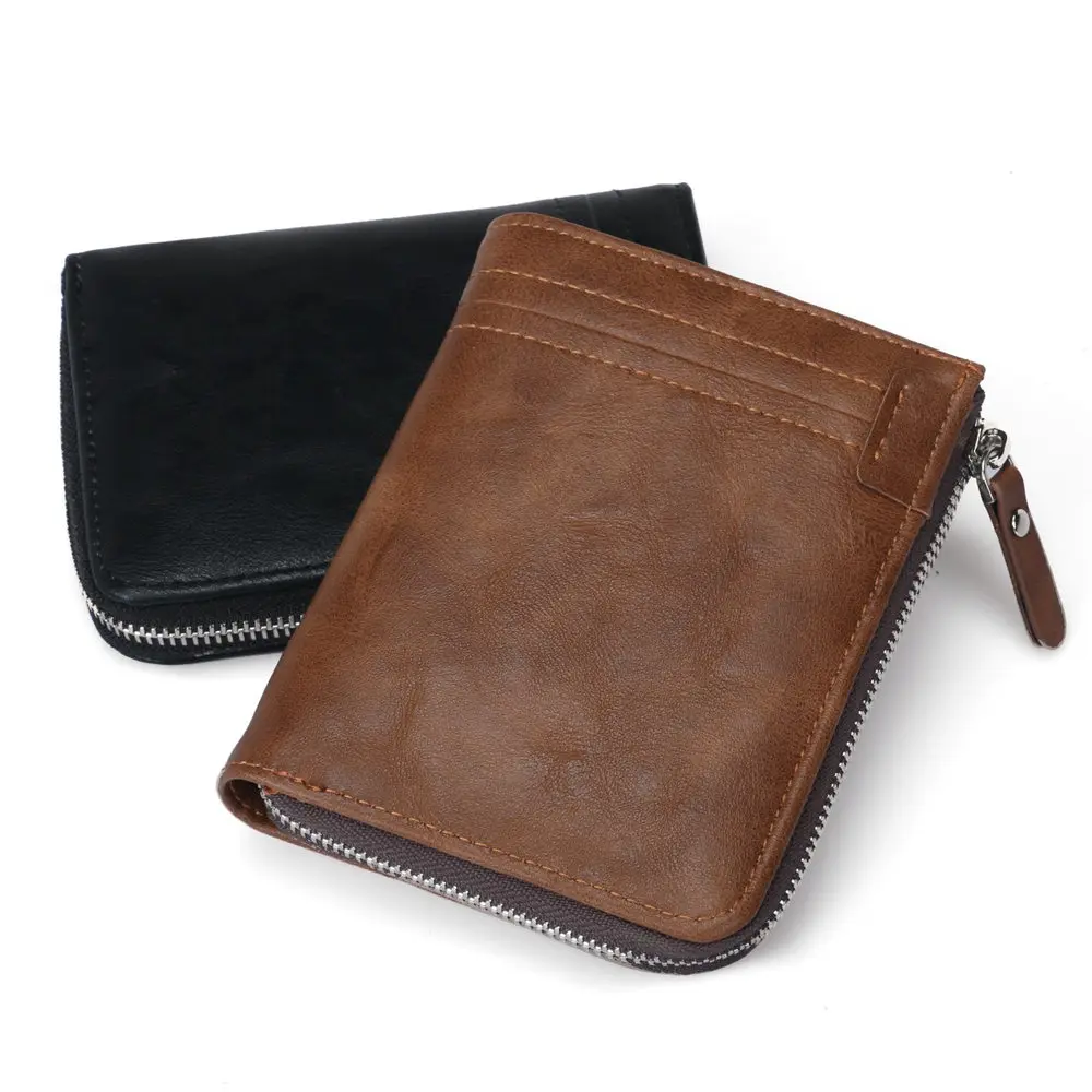 Wholesale  Multi Card Holder Purse RFID Leather Zipper Wallet for Men