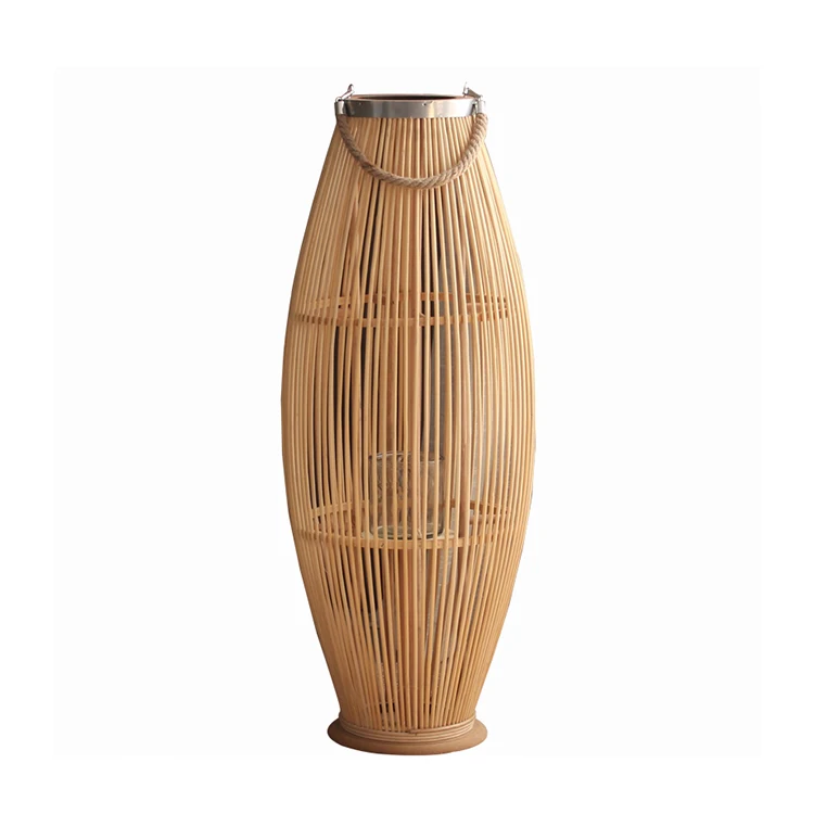 Eco Friendly Handmade Antique Home Garden Decorative Natural Bamboo Rattern Storm Lantern home decors
