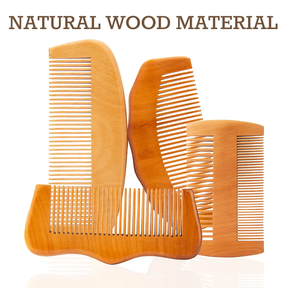 Fine Coarse Teeth Pocket Hairbrush Eco-Friendly Natural Wood Hair Comb Handmade Common Wooden Detangling Comb For Hairs & Beard