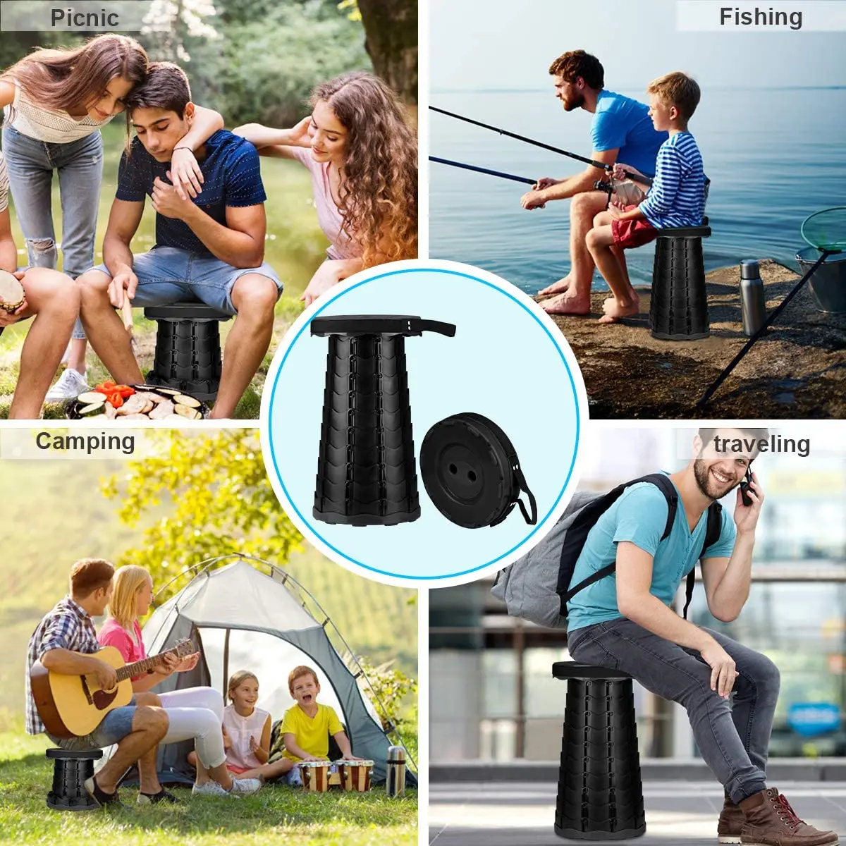 Amaon hot sell Retractable Stool Chairs Portable Stool folding chair telescopic folding stool Garden chair