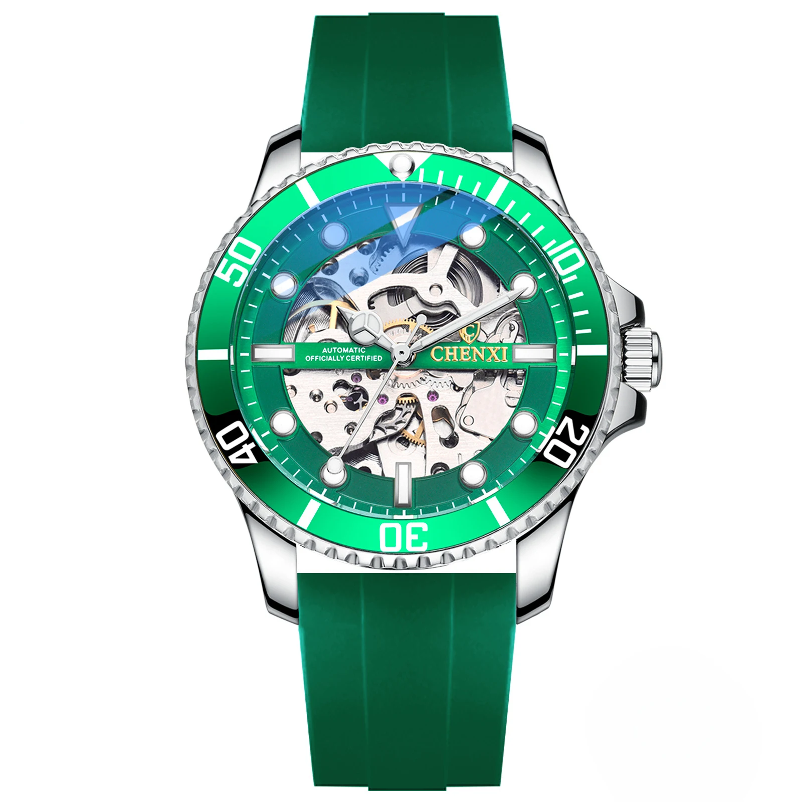 Top Brand Luxury Silicone Rubber Strap Sports Automatic Tourbillon Watch for Men See Through Mechanical Skeleton Men Watches