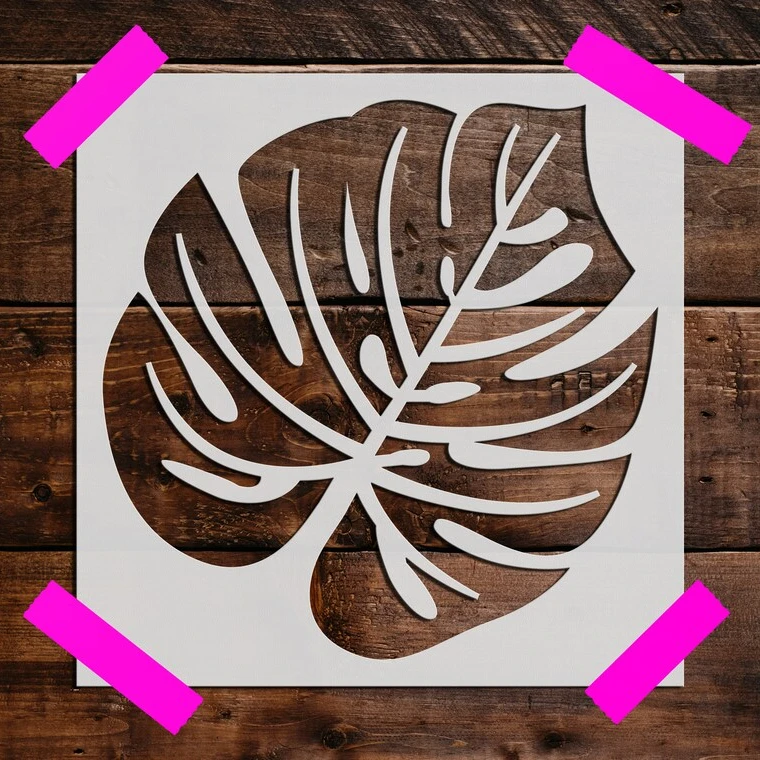 Reusable DIY Craft Plastic Large Leaf Wall Stencil for Home Painting Decor