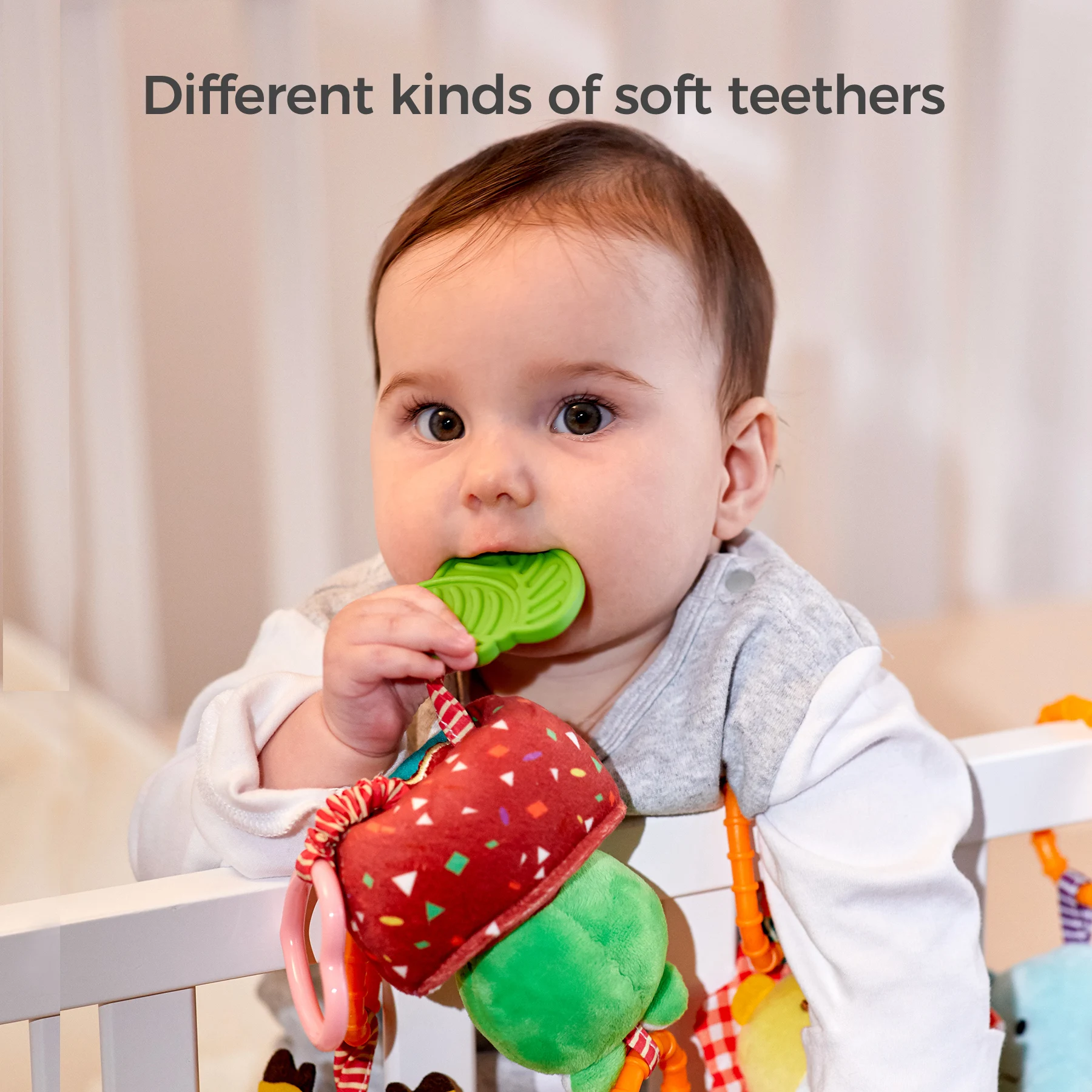 Tumama Kids Plush Hanging Rattle Toys Cute Animals Deer Elephant Lion Frog Sensory Soft Baby Toys for Newborn Stroller Crib Car