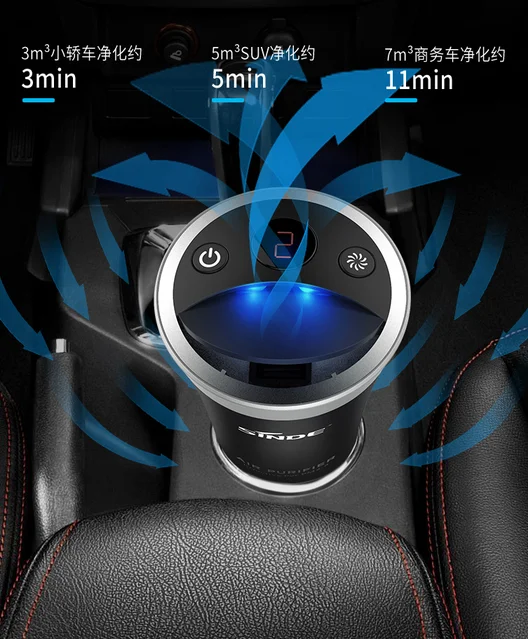 2022 Mini Portable Car Air Purifier With HEPA Filter And Activated Carbon To Remove Dust