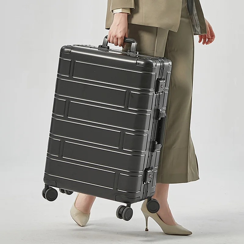 ALL PASS New All metal aluminum magnesium alloy hard suitcase universal wheel fashion business 24 inch travel luggage