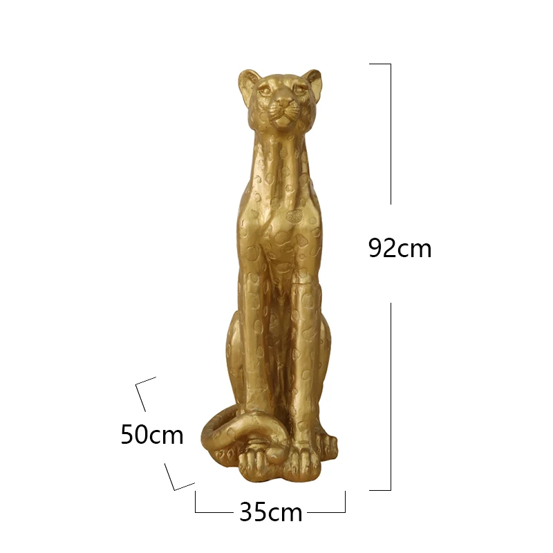 Life size Gold Silver Animal Statues Hotel Home Decoration Tiger Resin Craft Leopard Sculpture