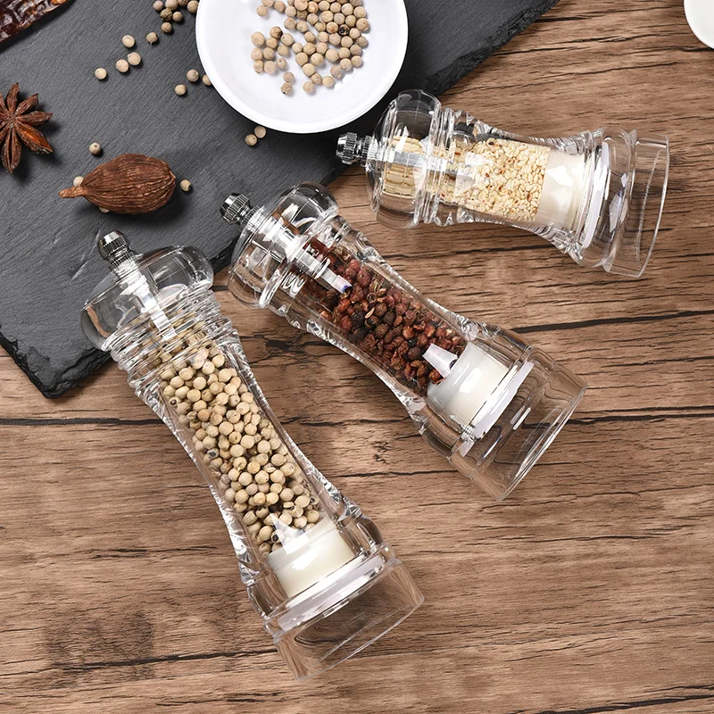 Wholesale mini salt and pepper mills manual acrylic pepper mill chilli mill pepper grinder for kitchen