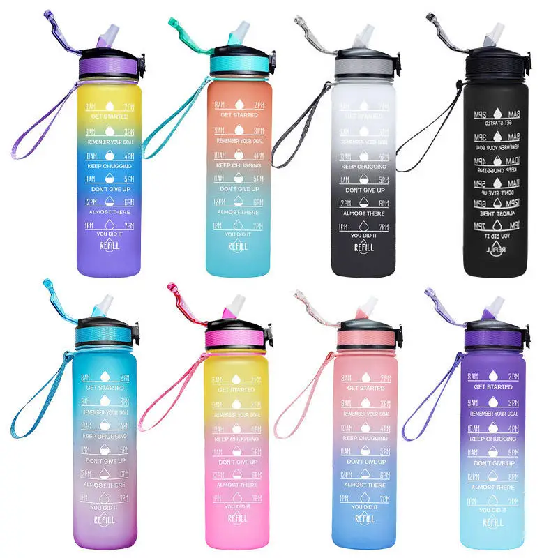 Фитнес-Тритан Sk Pc Bpa Бесплатный пластиковый протеиновый мотивационный логотип на заказ 32 унции 1000 мл 1 бутылка для воды спорта