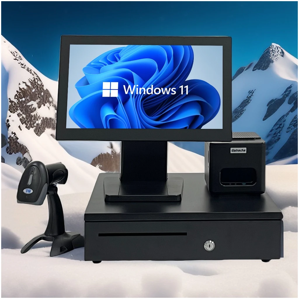 15/15.6 Inch POS dual Screen Touch Windows pos System All In One POS Machine Retail Cash Register for marketplace restaurant