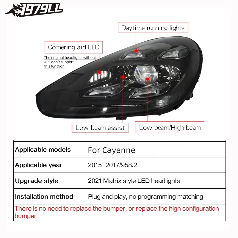 High quality car led headlight for 2015-2017 porsche cayenne 958 headlights