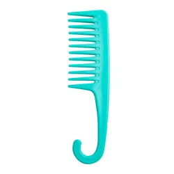 Manufacturer Salon Plastic Anti-Static Shampoo Hair Comb Custom Logo Wide Teeth Shower Detangling Barber Lice Comb with Hook