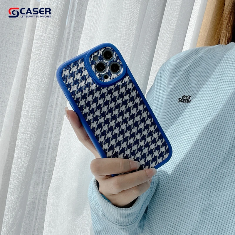 Hot Sale Product Retro Style Fabric Cell Phone Cover Knitted Flannelette Silicon Phone Cover For iphone 14 13 12 11 pro max