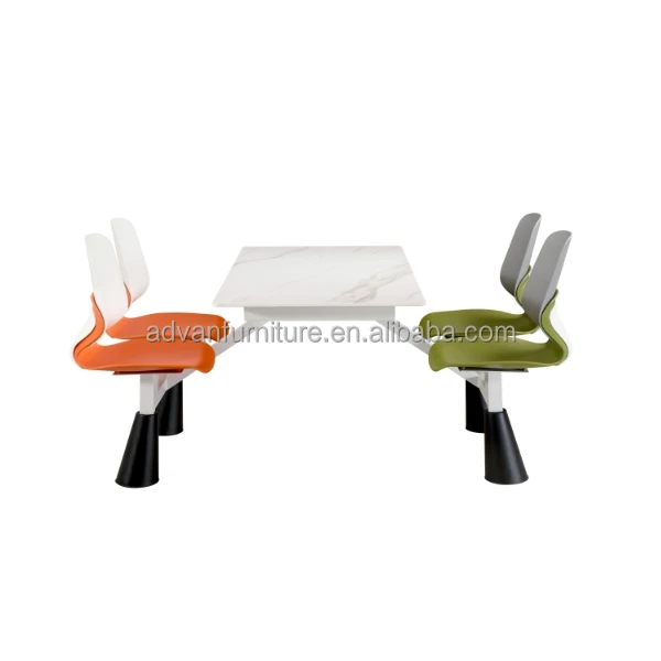 Wholesale School Furniture  Restaurant Furniture Student Canteen Table 4 Seat Dining Chair Metal Bench Desk Chair Seating