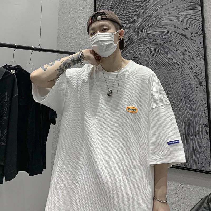 Loose casual solid color short sleeve young student round neck T-shirt