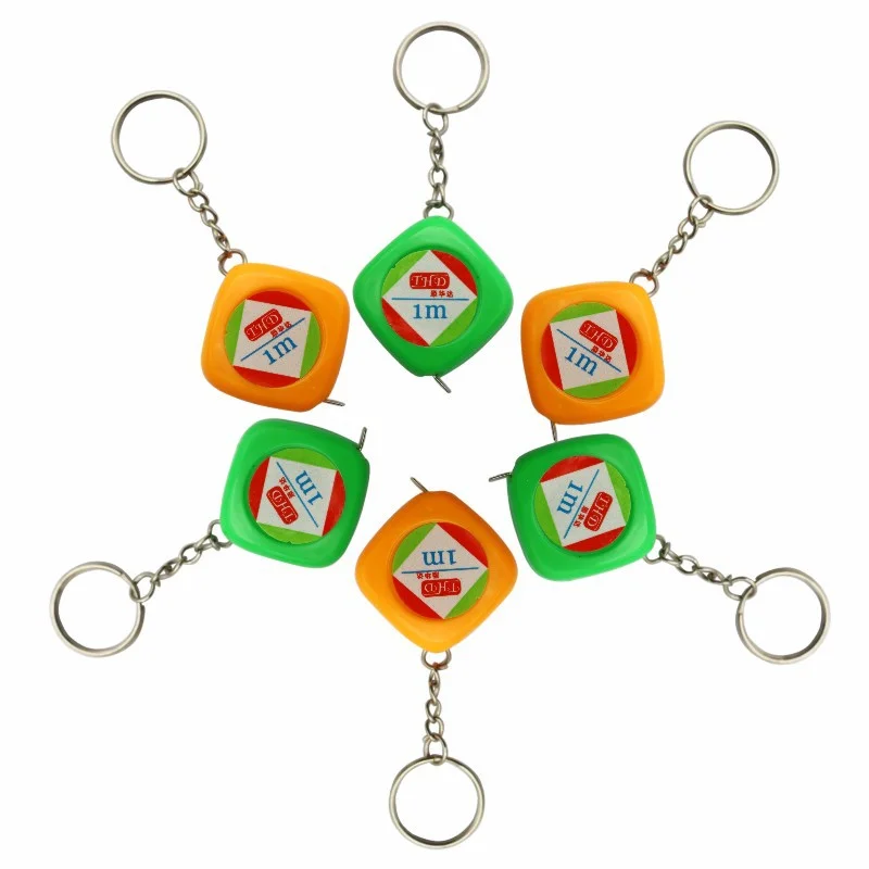 Factory direct portable yellow shell key ring retractable 1 meter tape measure