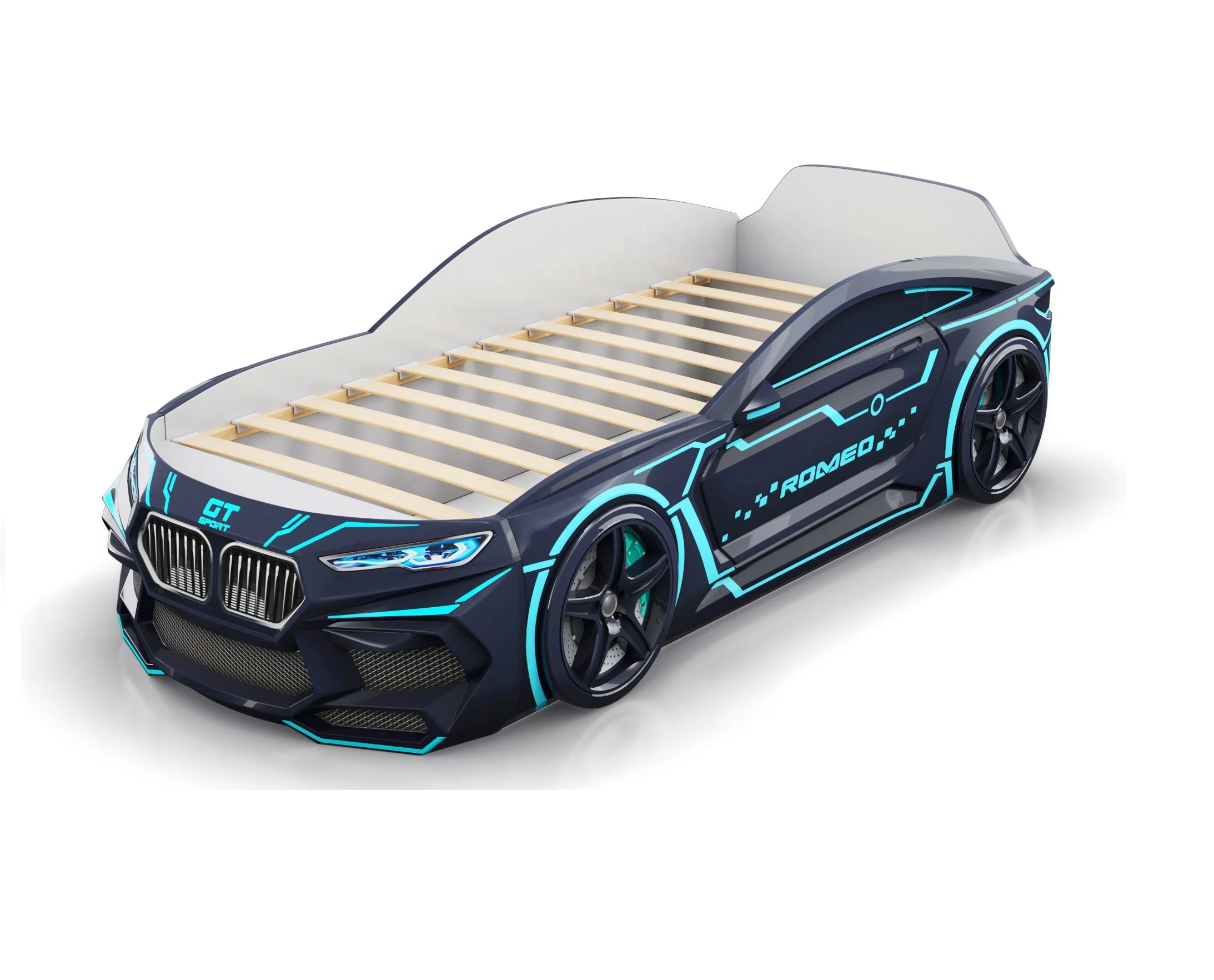 Baby Crib Machine Romeo in 3 Colors with Eco Mattress and Neon Children Cot Modern Kids Furniture