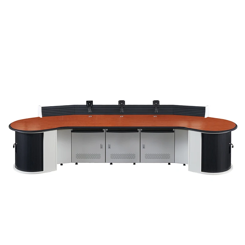 triple seat solid wholesale cctv console desk for various scene/ place