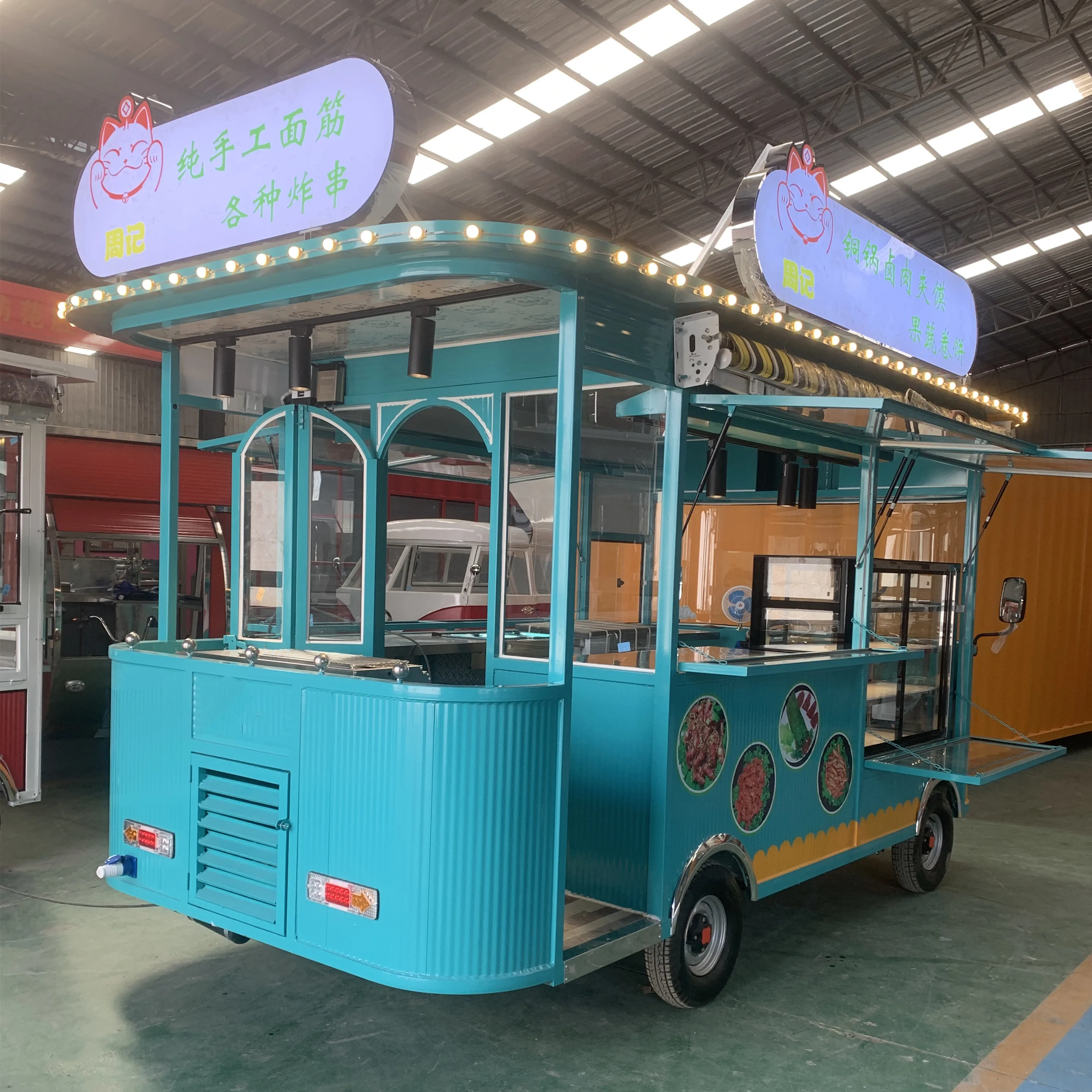 Factory outlet hot selling electric mobile fast food snack beverage drink coffee milk tea hot dog catering van truck kiosk cart