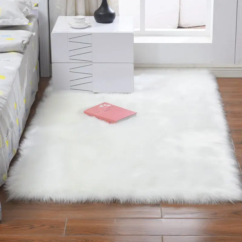 Custom living room bedroom faux fur mats white large fluffy rug carpet